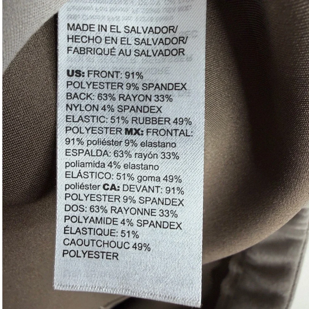 New Chicos Ponte Front Suede Pants size 2R (12R) Earthen Taupe Grayish‎